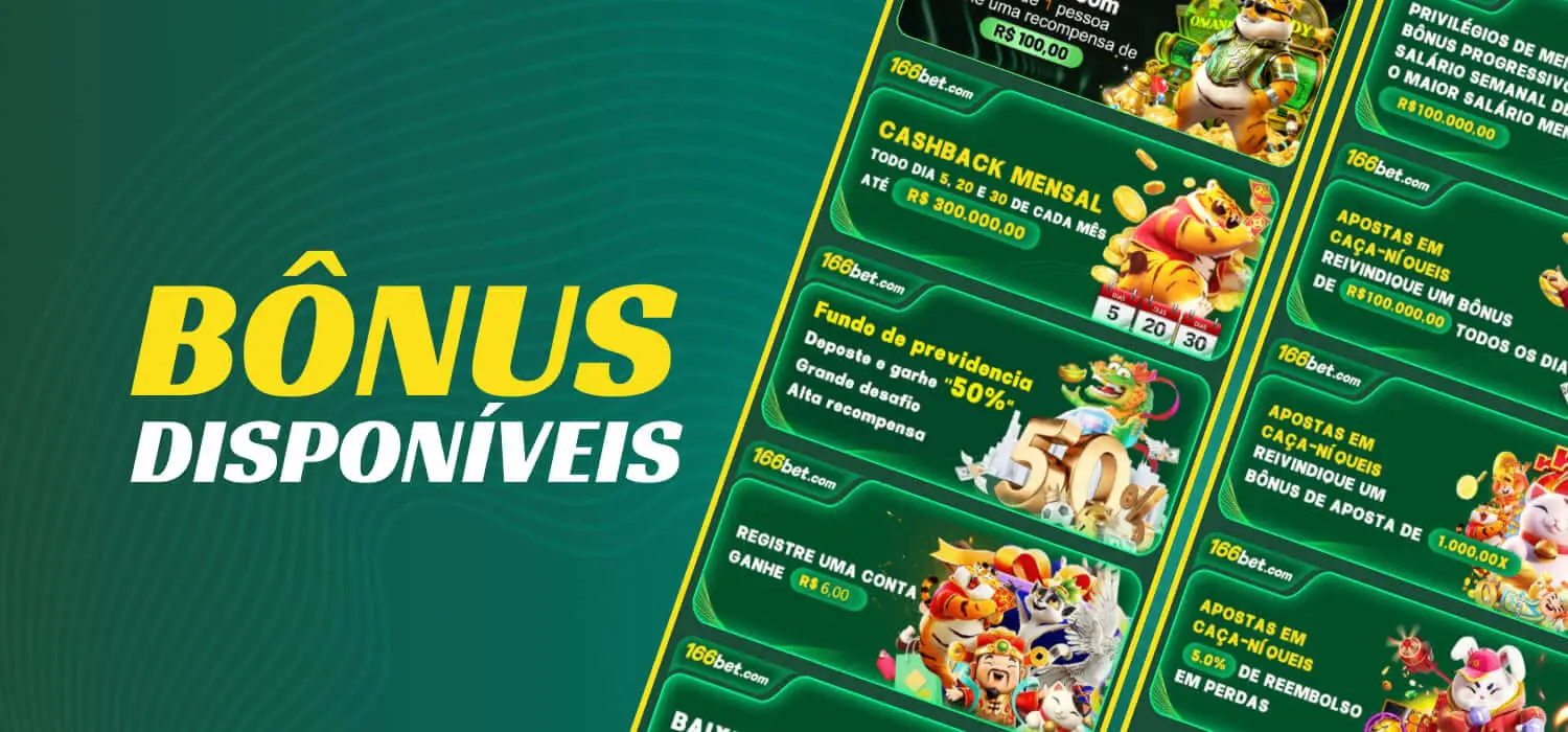 Quais bônus o Cassino 166Bet oferece