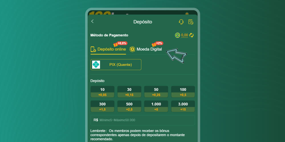 depositar fundos no cassino