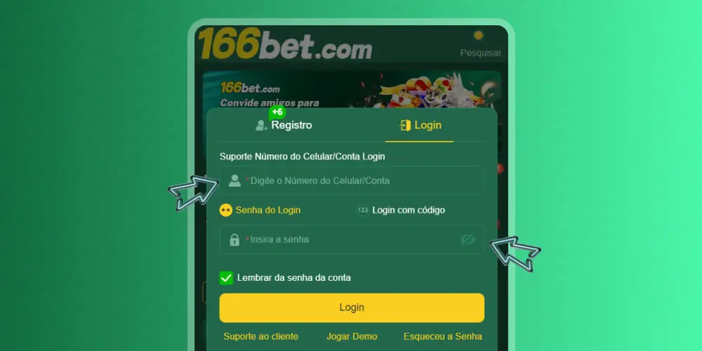 insira os detalhes da sua conta