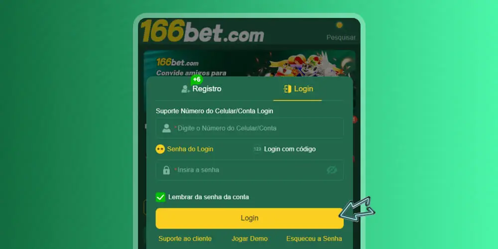 pressione o botão de login